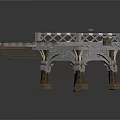 Ornate Metal Platform Structure With Decorative Grid Design And Stone Surface And Carved Legs
