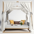 Courtyard Outdoor Sofa Gauze Curtain Valance Corridor 3d model