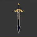 Ornate Sword with Golden Embellishments and Luxurious Blue Blade Design