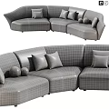 Modern Soft Fabric Curved Double Sofa With Multiple Neutral Color Options For Cozy Living Space