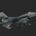 Gray Military Fighter Jet With Weapons And Tail Number 84 VA Side View