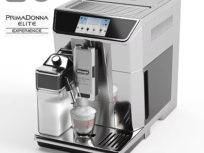 Modern Stainless Steel Espresso Machine With Digital Display And Coffee Cup 3d model