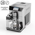 Modern Stainless Steel Espresso Machine With Digital Display And Coffee Cup