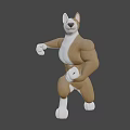 Playful Muscular 3D Cartoon Dog Character Running In Dynamic Energetic Pose