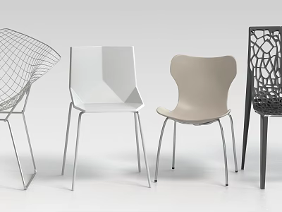 Stylish Modern Leisure Chairs Featuring Various Designs Wireframe Geometric Curved Back and Laser Cut 3d model