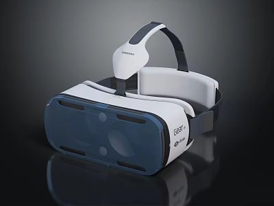 White And Blue VR Headset With Modern Design Adjustable Headband And Clear Lenses 3d model