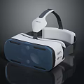 White And Blue VR Headset With Modern Design Adjustable Headband And Clear Lenses