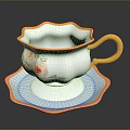 Elegant Teacup and Saucer Set with Gold Rim and Floral Design for Daily Living