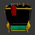 Gas Stove With Multiple Burners Yellow Knobs Black Yellow Body Green Bottles And Fire Extinguisher