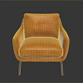 Stylish Comfortable Orange Armchair With Armrests Backrest And Metal Legs