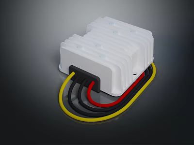 White Electrical Switch Panel with Connected Yellow Black and Red Wires 3d model