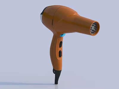 Modern Orange Handheld Hair Dryer With Ergonomic Handle And Black Accents 3d model