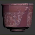 Red Cracked Ceramic Pot With Carved Patterns For Household Use 3d model