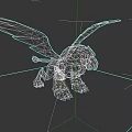 Realistic Mythical Reptile 3D Model With Wings Standing On Stone Ground