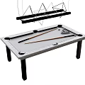 Professional Billiard Table With Cue Sticks Balls And Hanging Triangle Rack 3d model