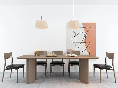 Middle Style Restaurant Dining Table and Chair 3d model