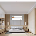 Modern Bedroom Interior With Wooden Panels Bed White Bedding Nightstands And Wooden Flooring