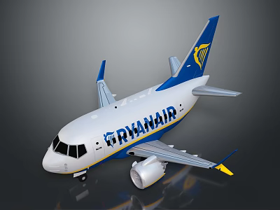 Detailed Ryanair Aerospace Model Featuring Blue White Livery And Logo Design 3d model