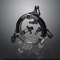 3D Model of Circular Metallic Structure With Mechanical Arms And Steps