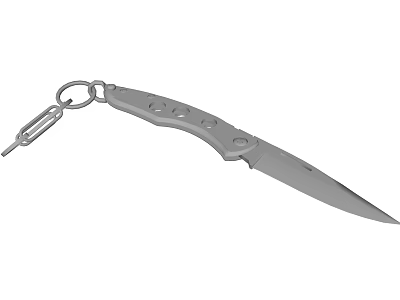 Portable Stainless Steel Folding Knife with Keychain and Ergonomic Handle Design 3d model