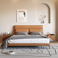 Modern Bedroom Interior With Leather Headboard Gray Pillows And Arched Design