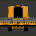 Modern Yellow Combine Harvester With Solar Panels And Front Harvesting Device
