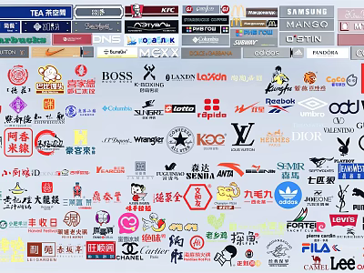 Vibrant Diverse Brand Logos Collection Showcasing Various Famous Global Brands 3d model