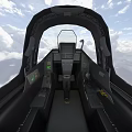 Modern Gray Fighter Jet Flying in Cloudy Sky with Landing Gear and Armaments
