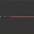 Red Sci Fi Lightsaber Weapon with Intricate Hilt Design and Silver Red Accents