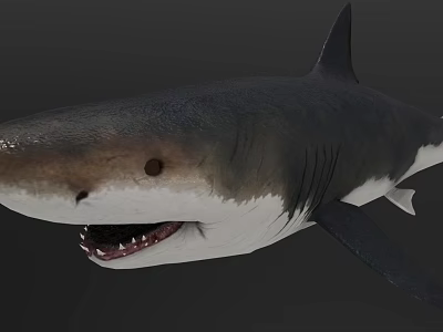 Realistic 3D Shark Model With Open Mouth Sharp Teeth And Gray Body 3d model
