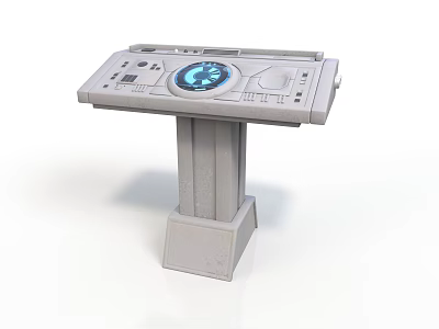 Futuristic Sci Fi Console With Blue Circular Display And Control Buttons 3d model