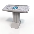 Futuristic Sci Fi Console With Blue Circular Display And Control Buttons