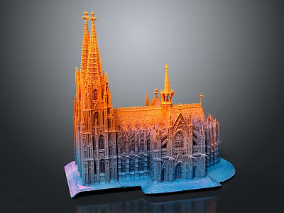 European Gothic Architecture Featuring Spires Towers Intricate Windows And Grand Cathedral Design 3d model