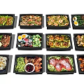 Various Healthy Meal Prep Containers With Fresh Vegetables Meat Eggs And Salad