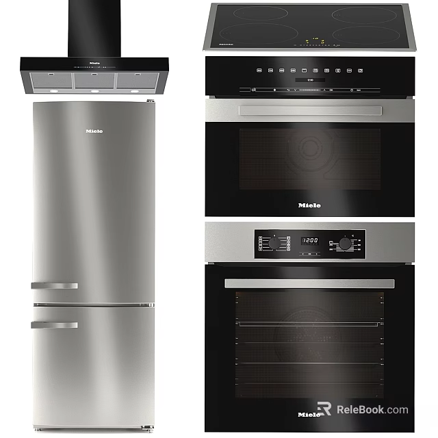 Modern Kitchen Appliances With Stainless Steel Refrigerator Microwave Oven And Sleek Design 3d model 