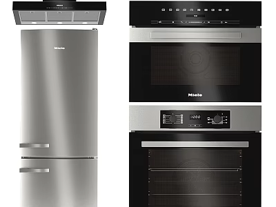 Modern Kitchen Appliances With Stainless Steel Refrigerator Microwave Oven And Sleek Design 3d model