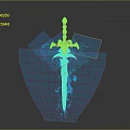 Fantasy Sword With Purple Hilt And Blue Flame Effects On Dark Background