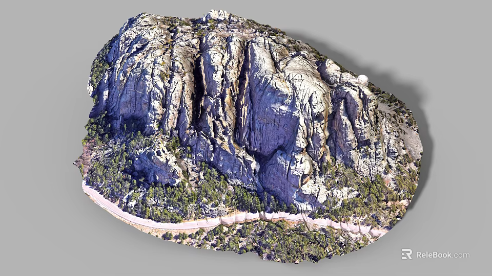 Garden Landscape Design Featuring Rocky Hills Lush Green Vegetation And Winding Path 3d model 