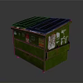 Rusty Green Waste Bin As Essential Household Item With Black Lid And Stickers