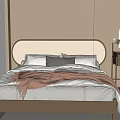 Cozy Modern Bedroom Interior With Wooden Headboard Bed Plaid Pillows Brown Blanket And Checkered Rug