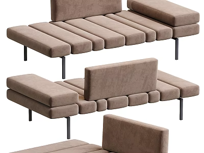 Modern Beige Chaise Lounge With Cushioned Seats Metal Legs And Comfortable Design 3d model