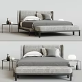 Modern Single Sofa In Gray Fabric With Accent Pillows And Side Table Decor 3d model