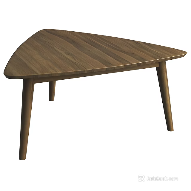 Modern Triangular Wooden Coffee Table With Natural Wood Grain And Slim Legs 3d model 