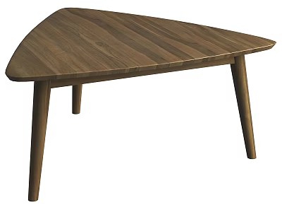 Modern Triangular Wooden Coffee Table With Natural Wood Grain And Slim Legs 3d model