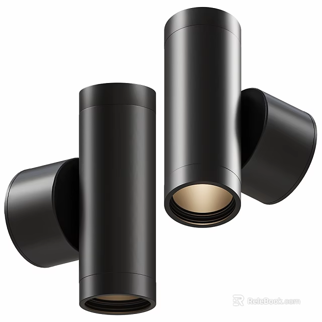 Modern Black Cylindrical Wall Lights With Sleek Design And Warm Illumination 3d model 