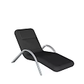 Modern Black Leather Lounge Chair With Sleek Metal Frame And Curved Armrests