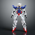 Detailed White Blue Red Gundam Robot Model With Armor And Joint Design