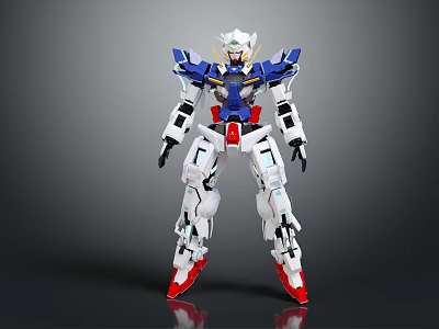 Detailed White Blue Red Gundam Robot Model With Armor And Joint Design 3d model