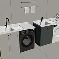 Modern Laundry Cabinets White And Green With Washing Machine Sink And Tiled Wall