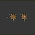 Antique Golden Decorative Vessels With Chains Hooks And Intricate Carvings